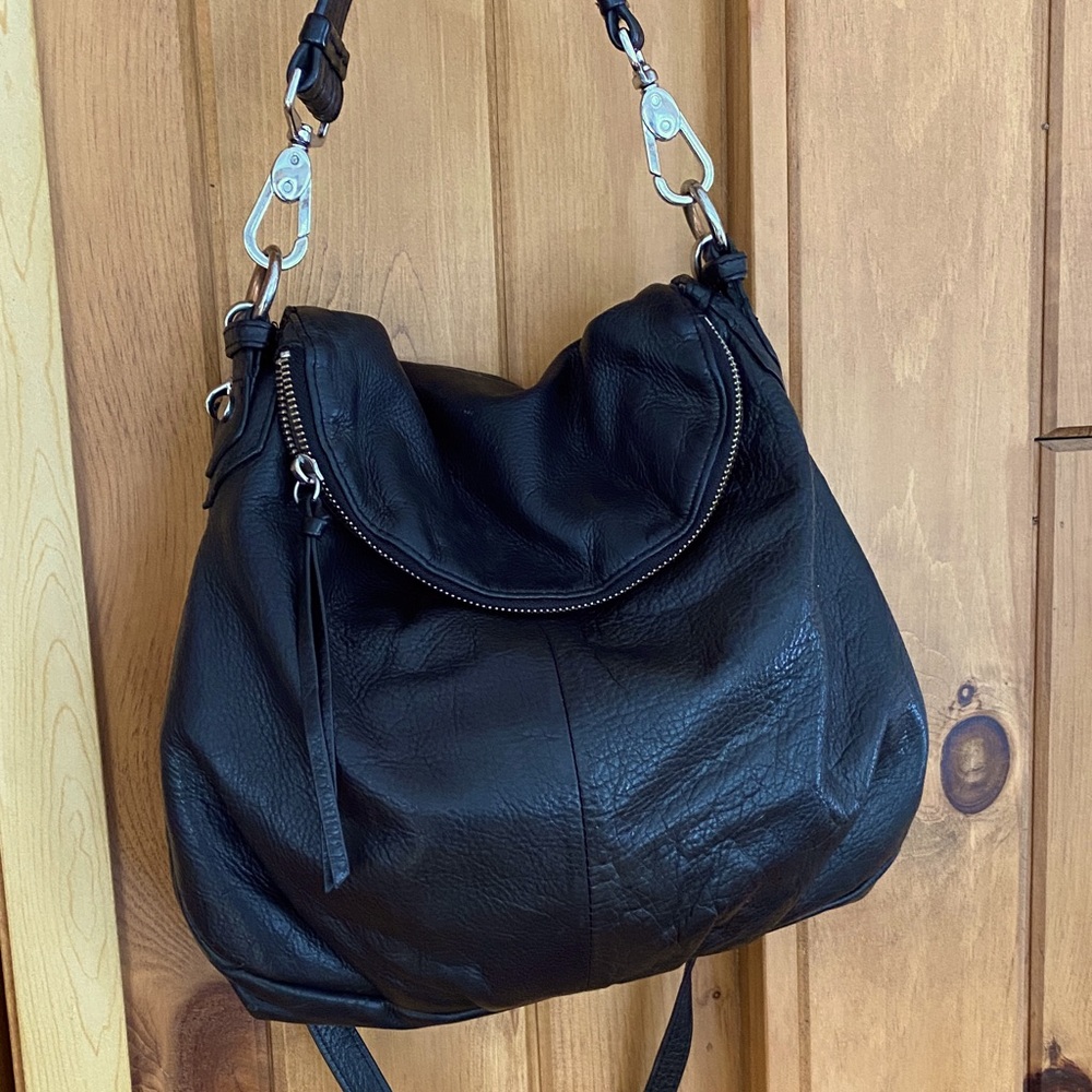 Black Leather Crossbody Bag - Women's Shoulder Hobo